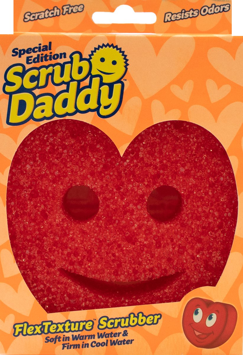 Scrub Daddy schoonmaakspons valentijn – hartvorm rood – 1 stuk
