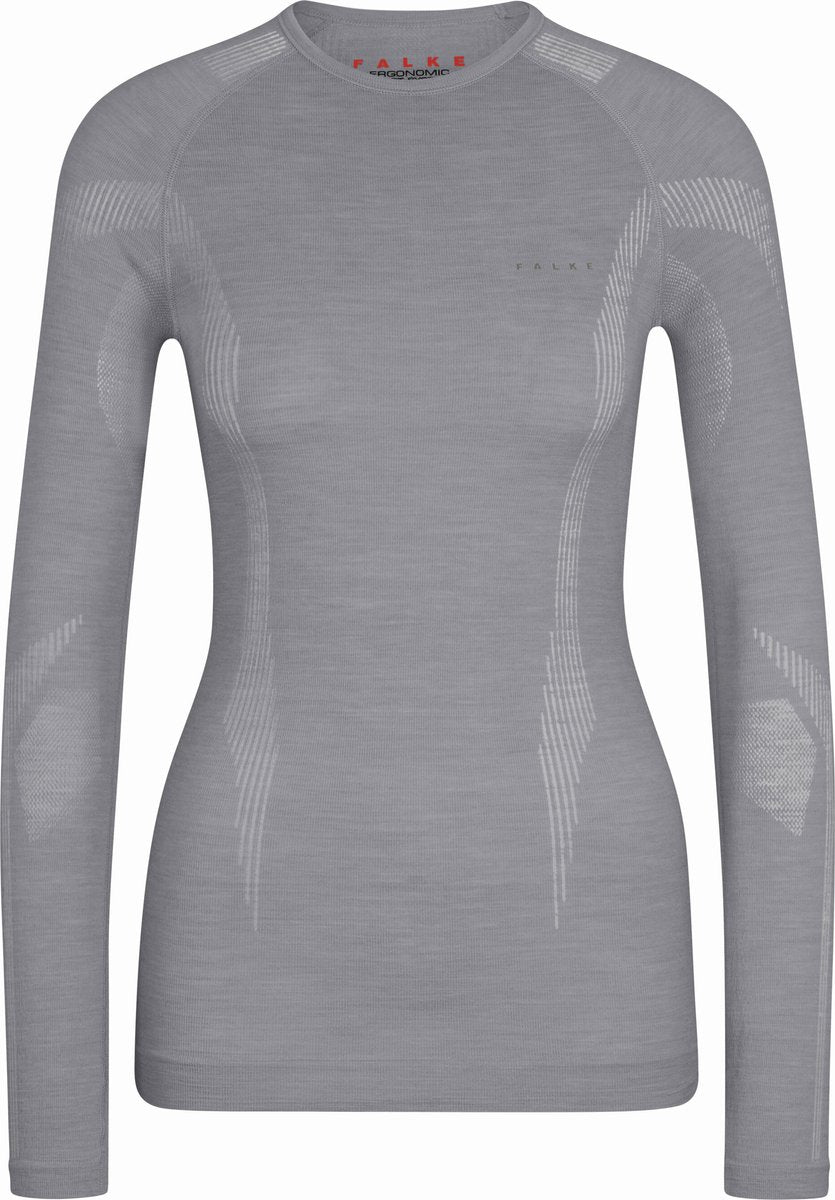 FALKE wool-tech longsleeve sneldrogend wol functioneel functioneel shirt met lange mouwen dames grijs - maat s