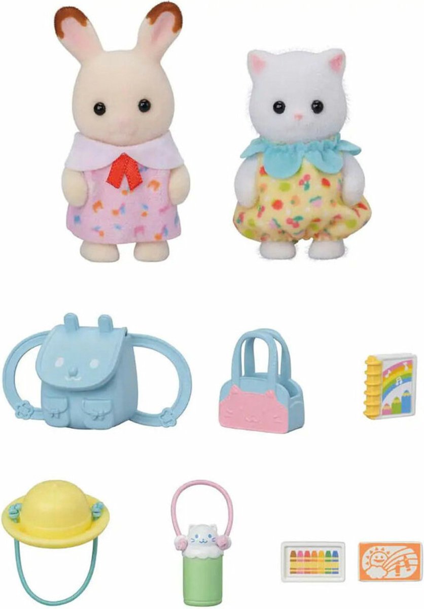 Sylvanian Families 5747 duo peutervriendjes samen wandelen- 2 fluweelzachte speelfiguren