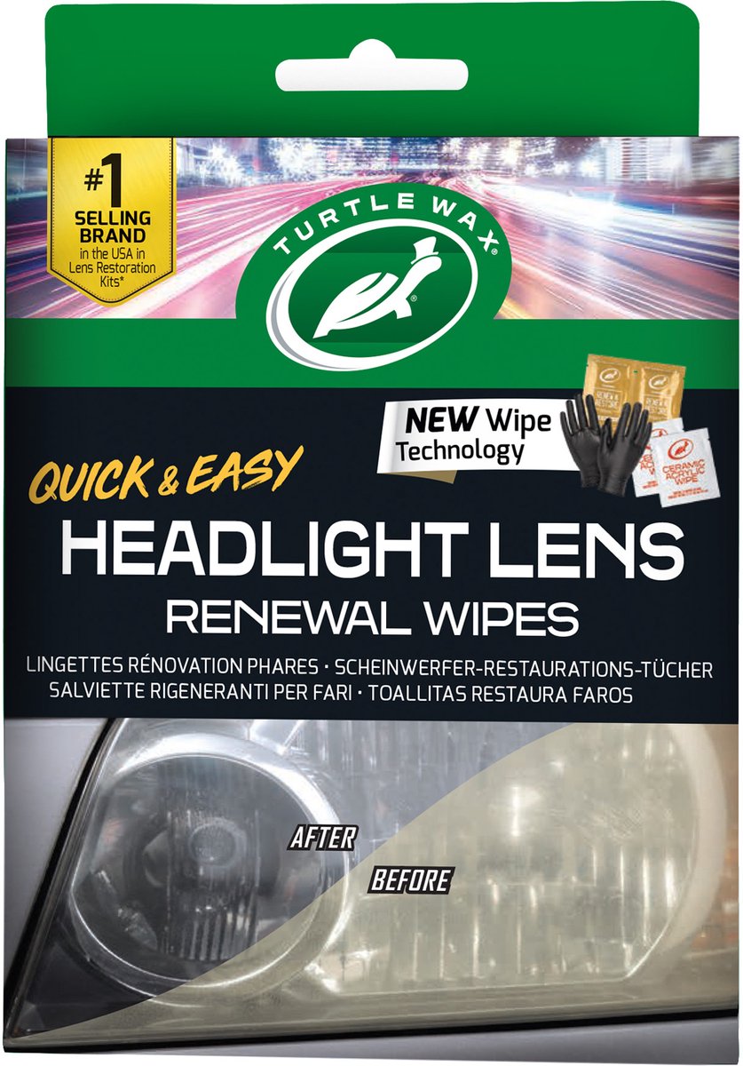 Turtle Wax headlight lens renewal wipes - verwijdert oxidatie, vergeling en waas - in slechts twee eenvoudige stappen - verbeterde zichtbaarheid