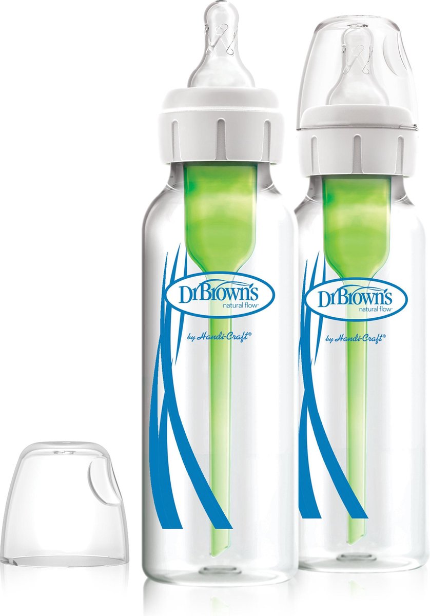 Dr. Brown's options+ anti-colic babyfles - smalle halsfles - glas - 250ml - 2 stuks