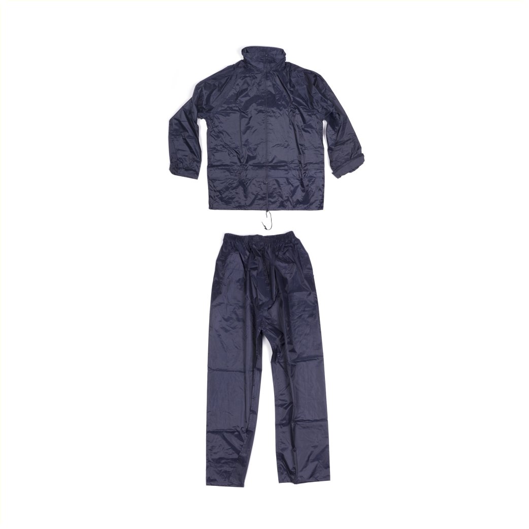 Puch Regenpak m blauw. voorzien van 2 zakken en een in de kraag verwerkte caon
