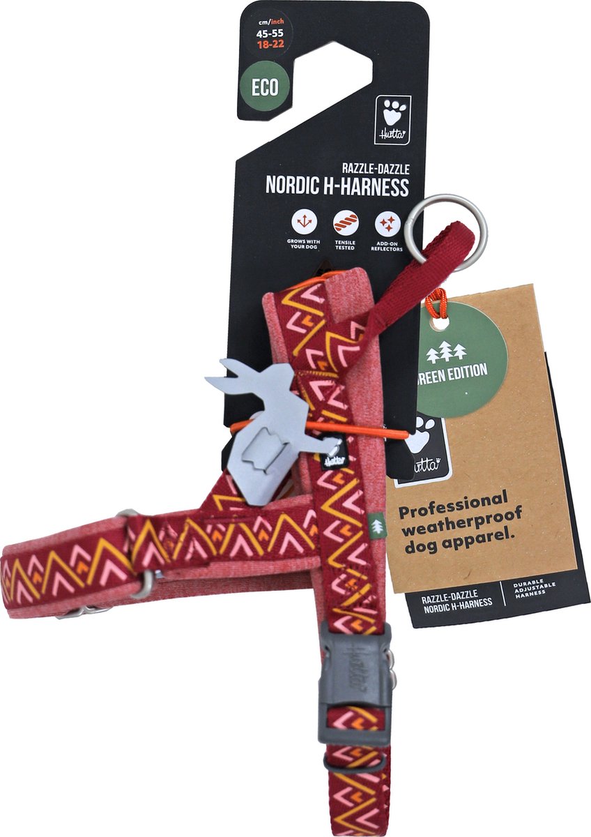 Hurrta Hurtta hondenharnas - hondentuig - h-harness - kleur: beetroot - maat: 65-80 cm