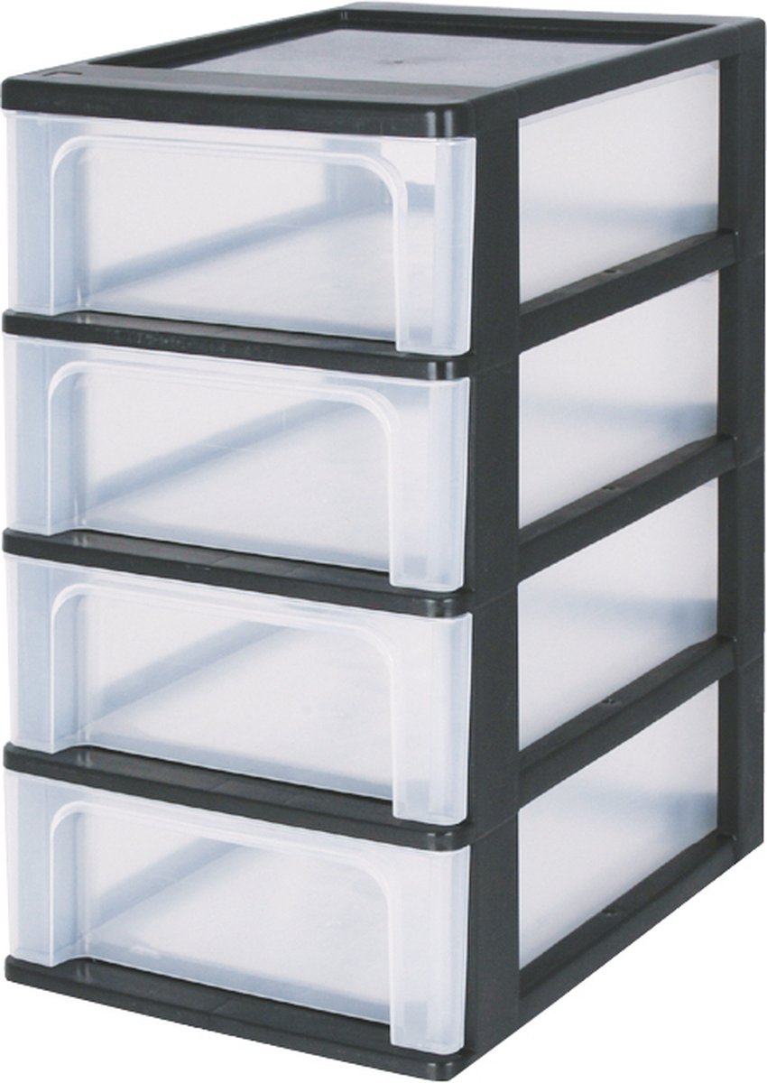 IRIS organizer chest ladesysteem - 4 lades - 4 x7l - kunststof - zwart transparant
