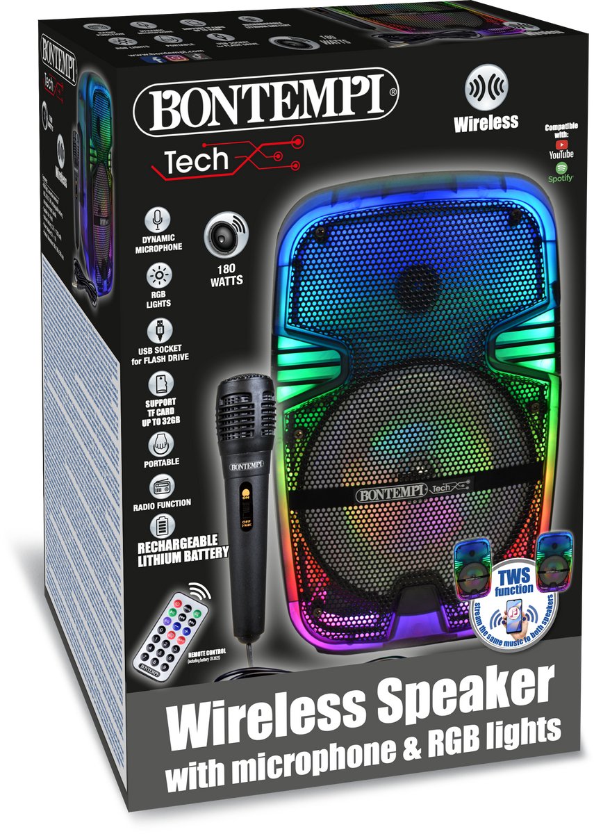 Bontempi Spa Bontempi - draadloze speaker - incl microfoon en lichteffecten