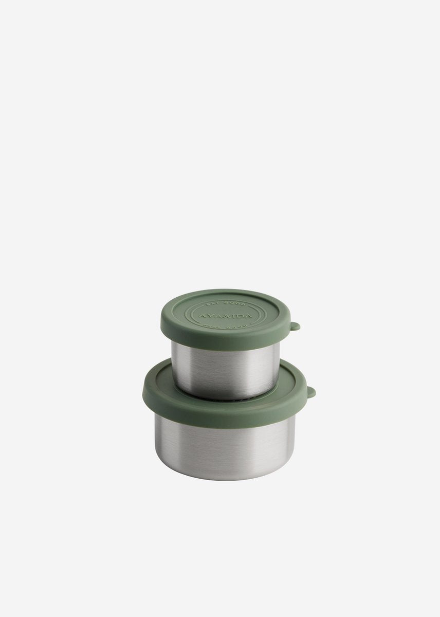 Aya Ida Aya ida - set snack containers - lunchbox - pillendoosje - set voedselcontainer - granola container - 100ml + 200ml - tropical green