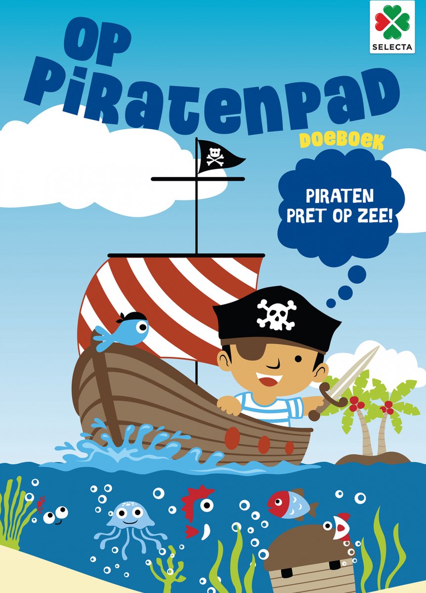 Selecta Tactic op piratenpad doeboek - 48 pagina's - kleur-, puzzel- en activiteitenboek voor kinderen - vanaf 2 jaar