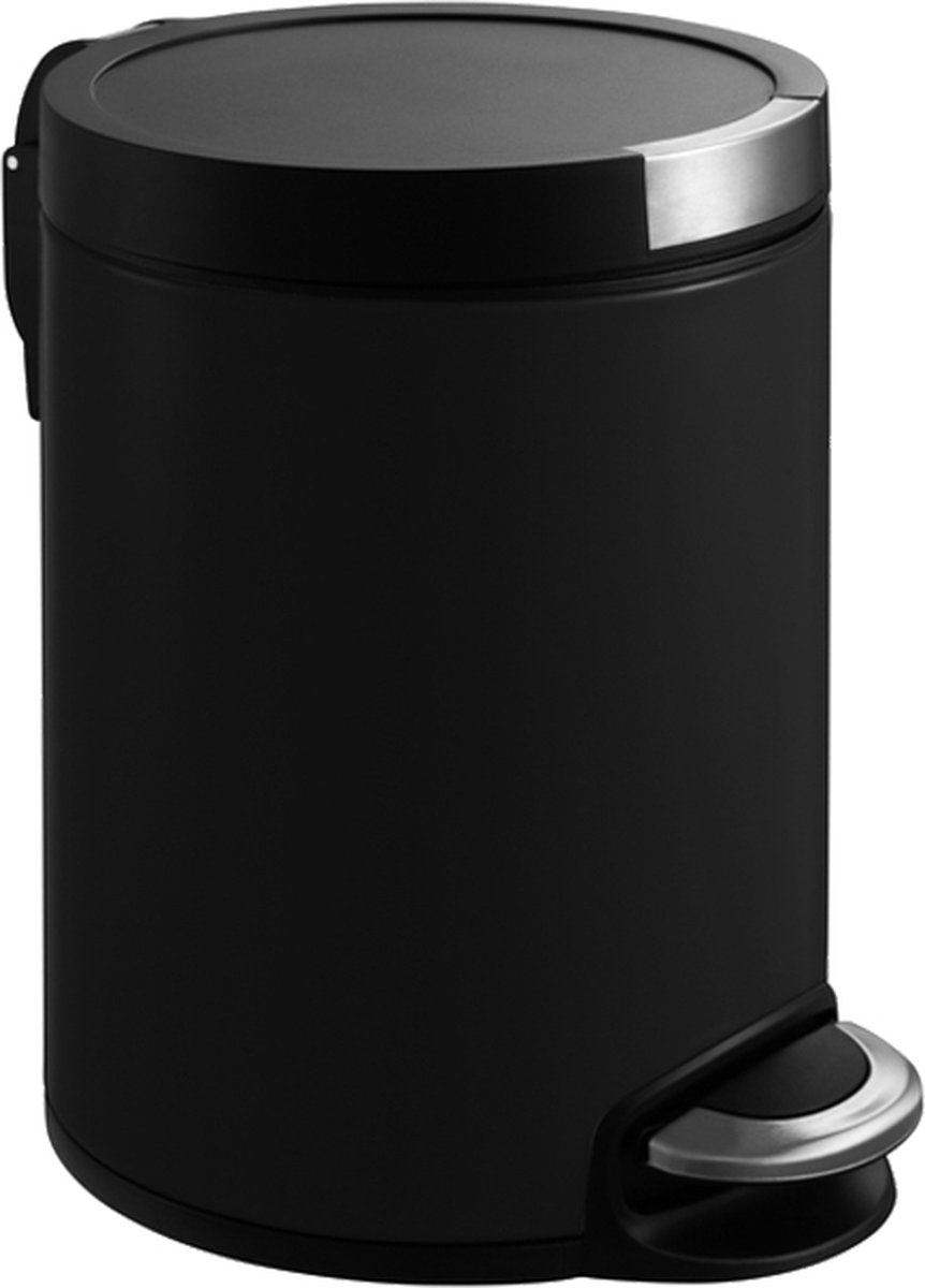 EKO - artistic pedaalemmer 5 liter - stainless steel plastic - mat zwart - prullenbak