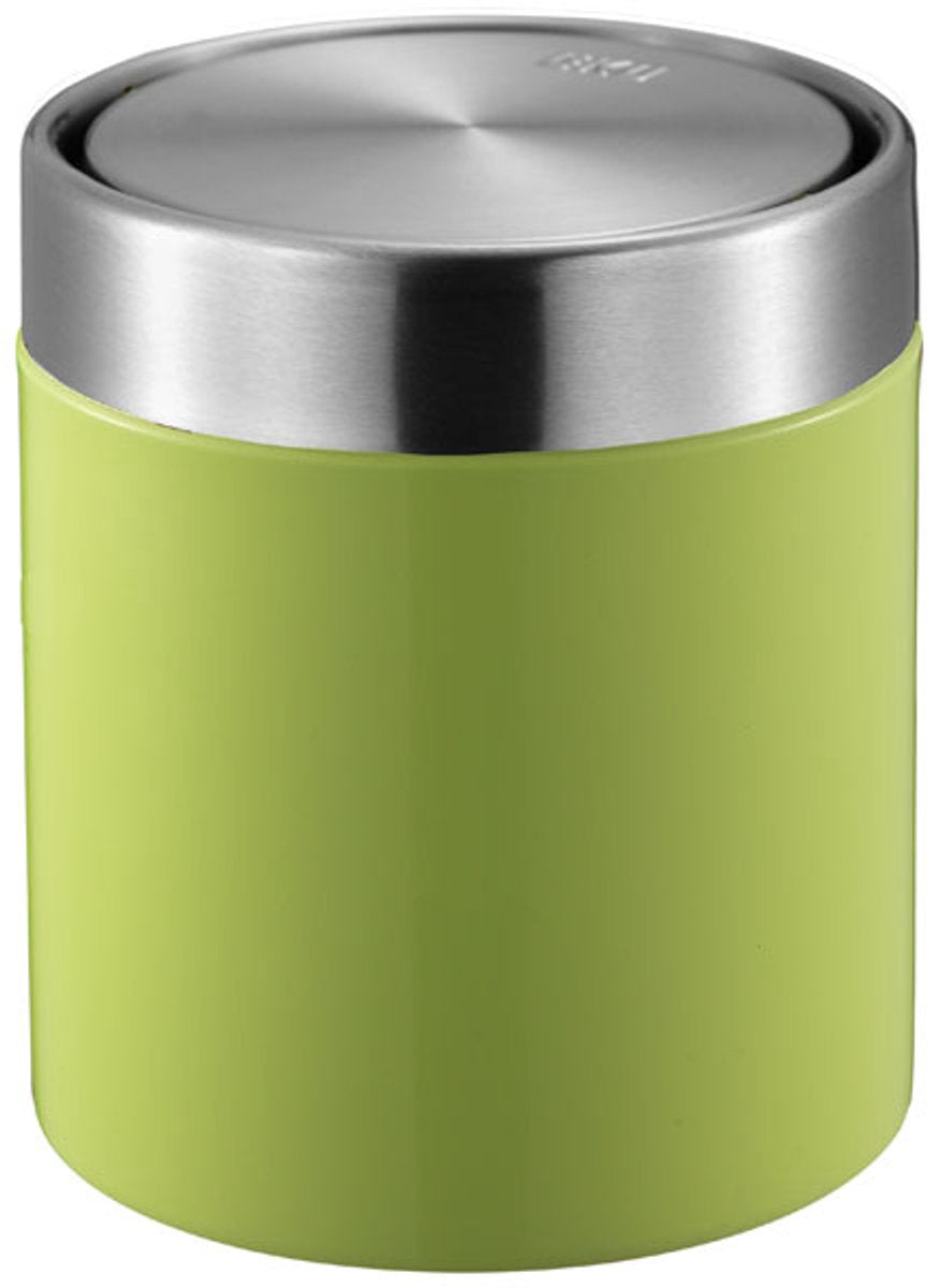 EKO - fandy tafelafvalbak 1,5 liter - steel stainless steel - lime groen, mat rvs - prullenbak