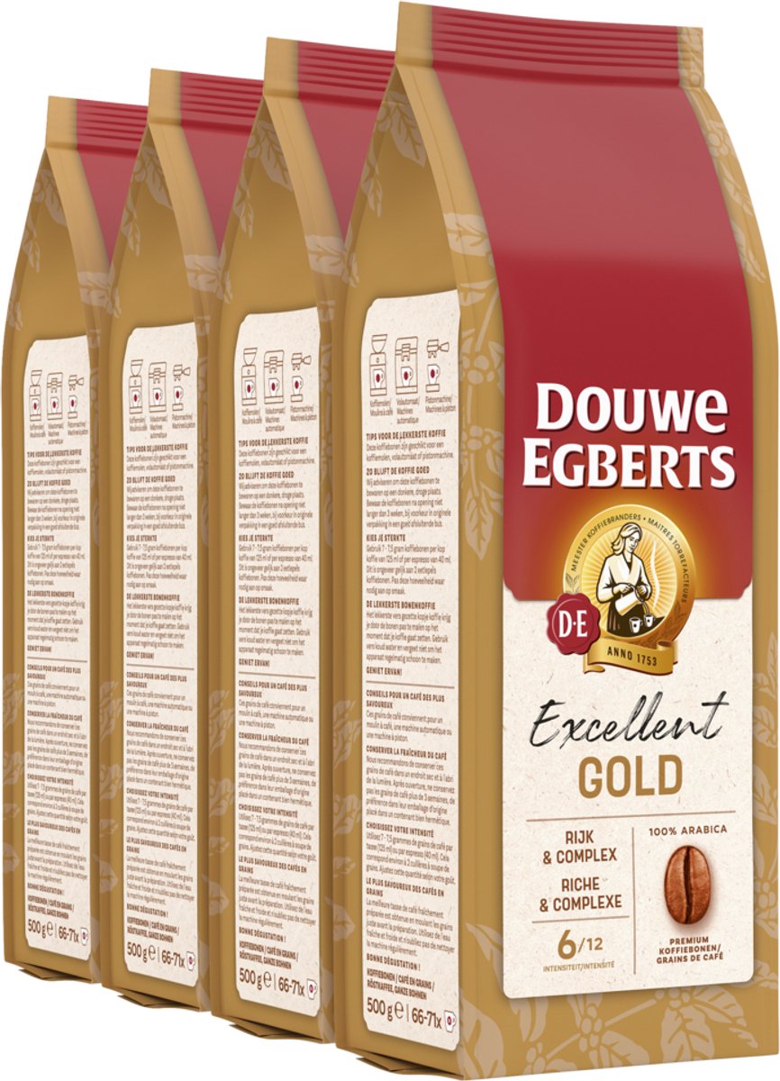 Douwe Egberts excellent gold koffiebonen - intensiteit 5 10 - 4 x 500 gram