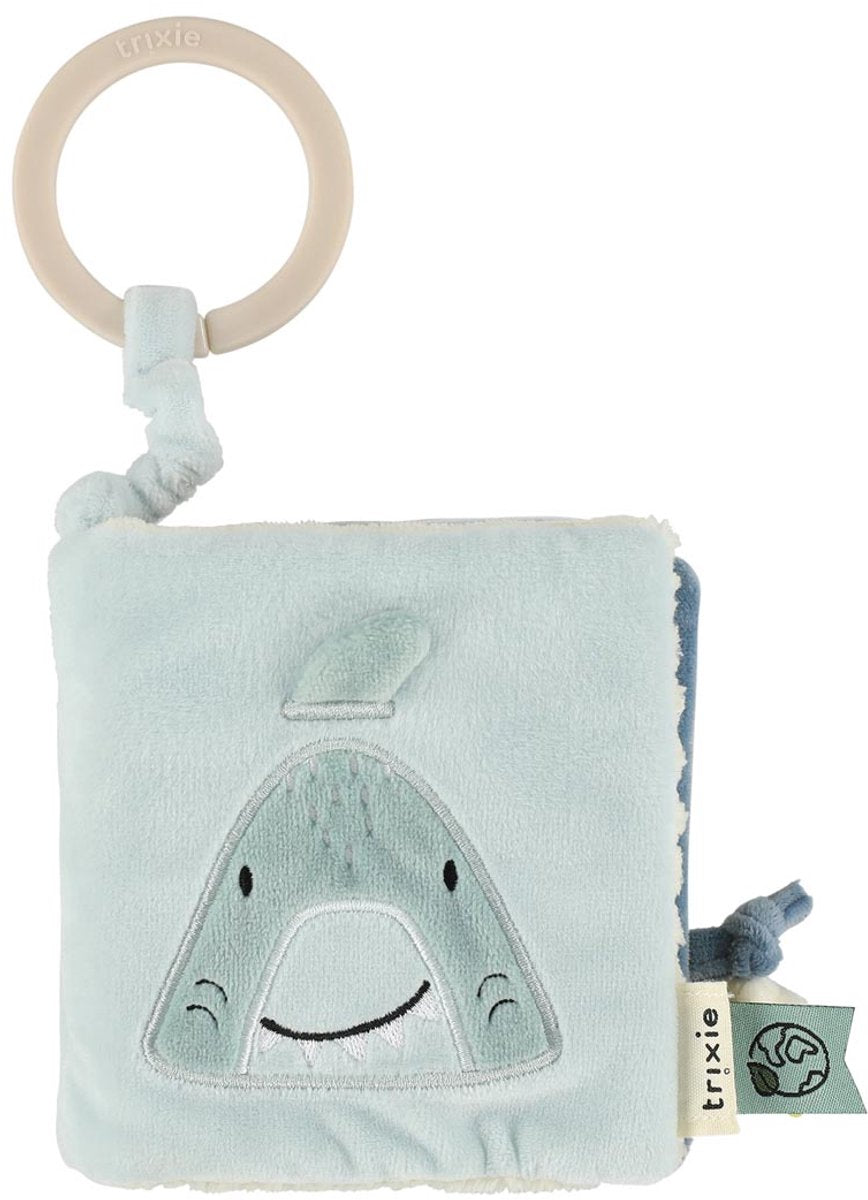 Trixie sensorisch buggyboekje mr. shark – 3m+ – met spiegel texturen