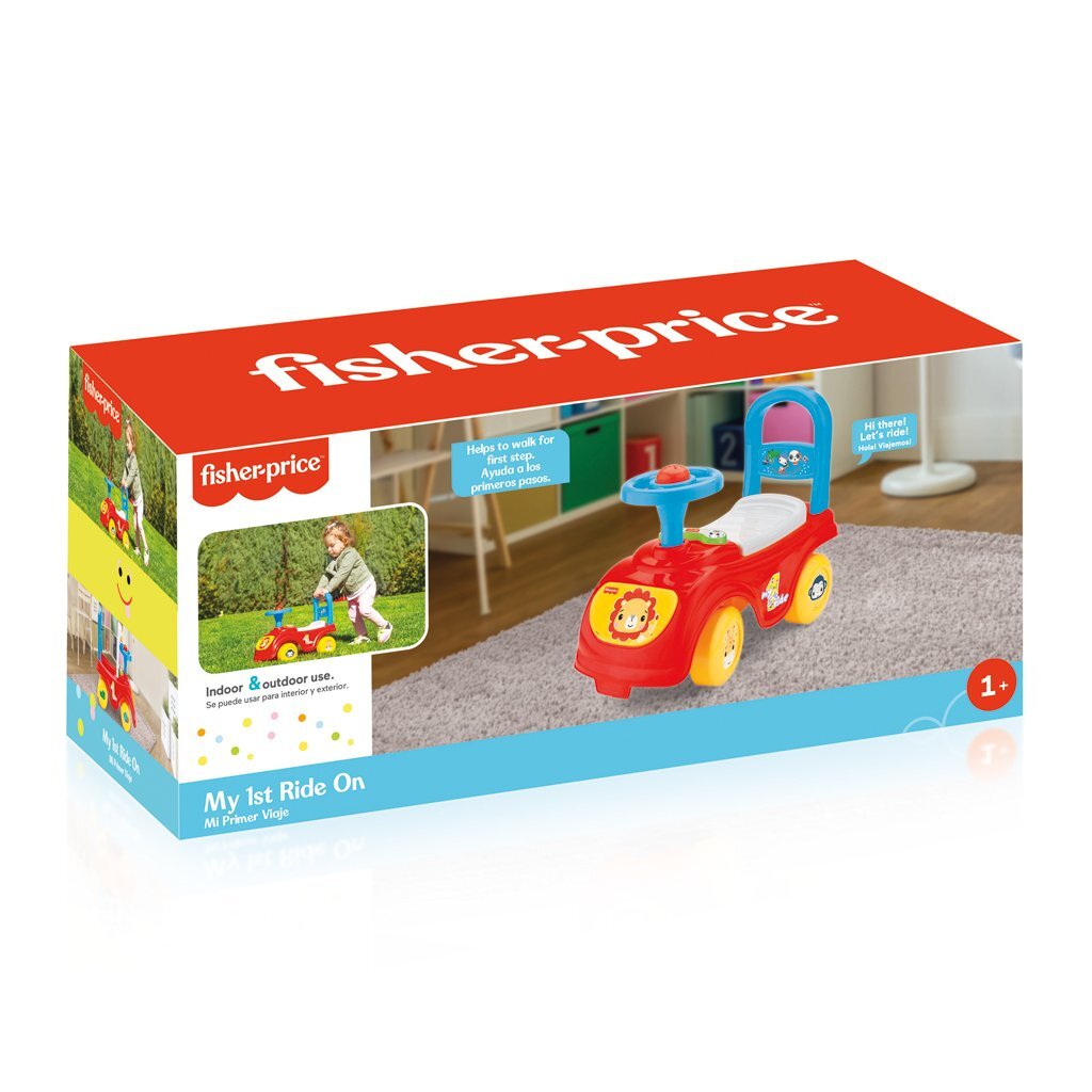 Fisher Price loopauto + toeter rood blauw geel