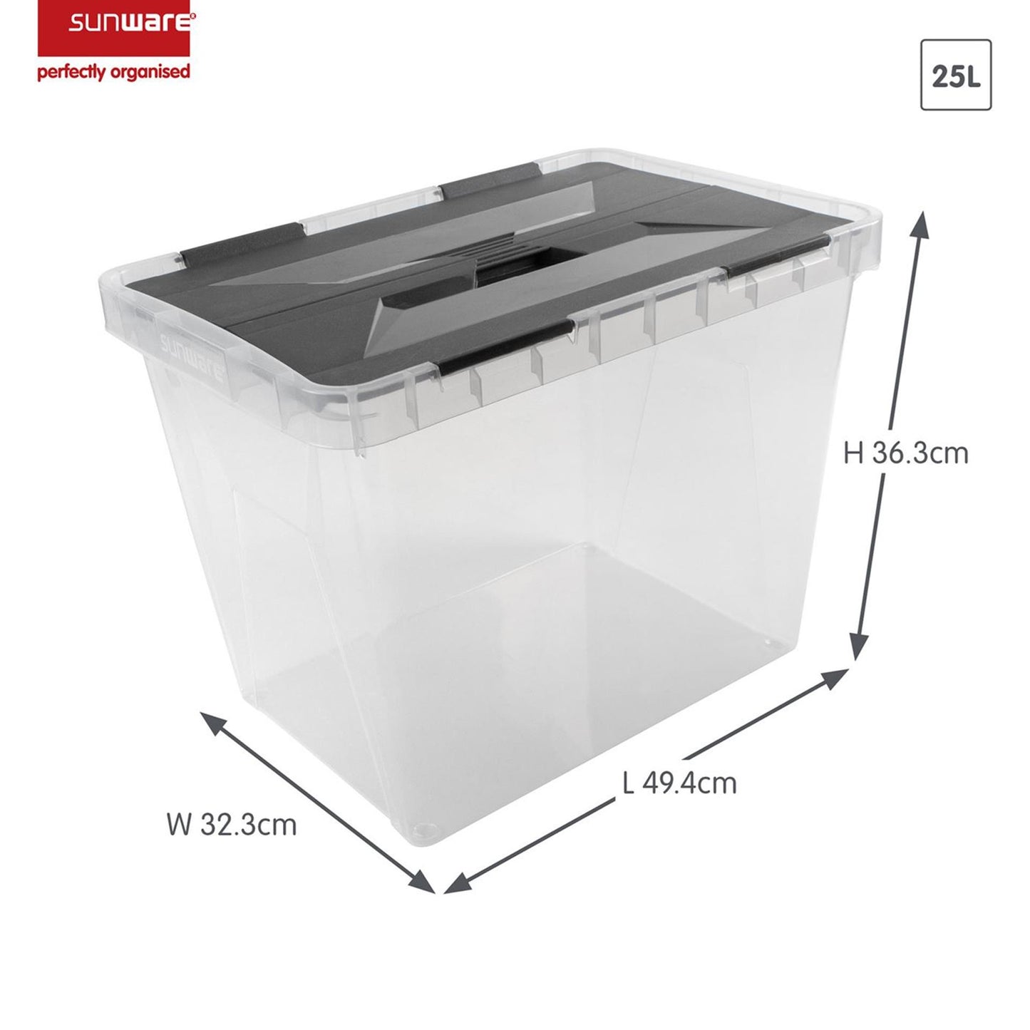 Sunware onyx opbergbox 25l transparant