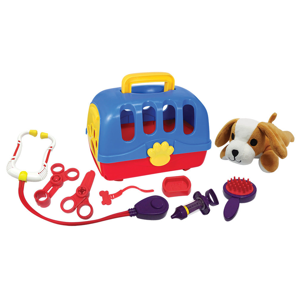Basic Dierenartskoffer met honden knuffel 10-delig