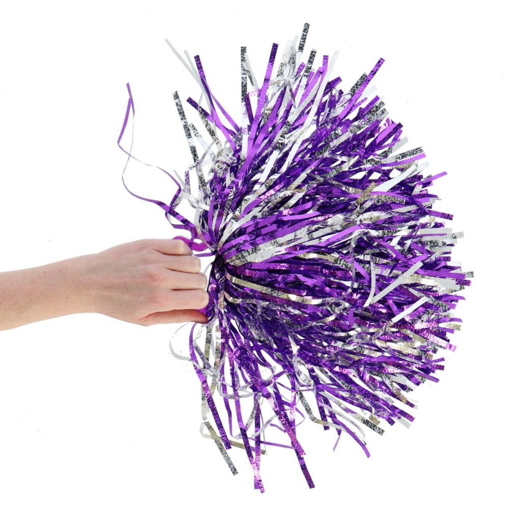 Overige Merken Pom poms 2 stuks paars zilver