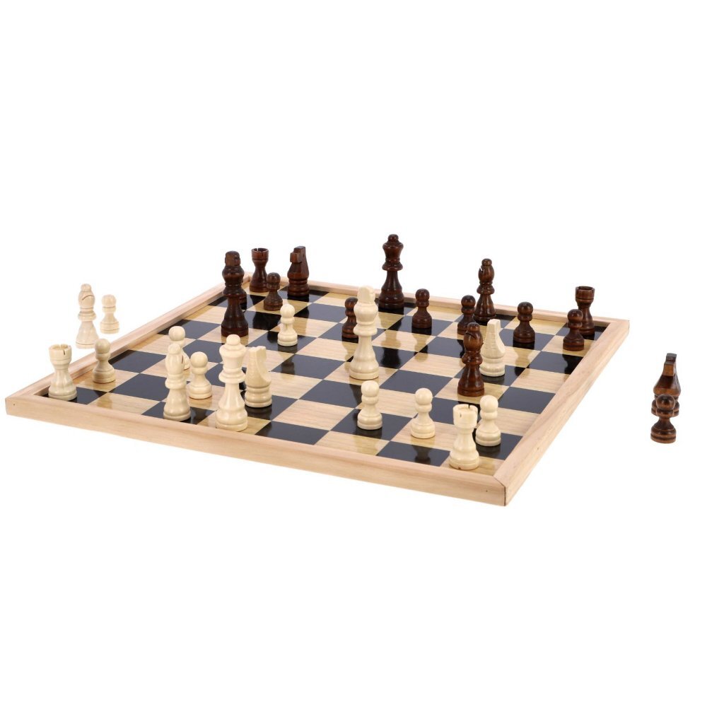 Overige Merken Houten dam-schaakbord 40x40 cm