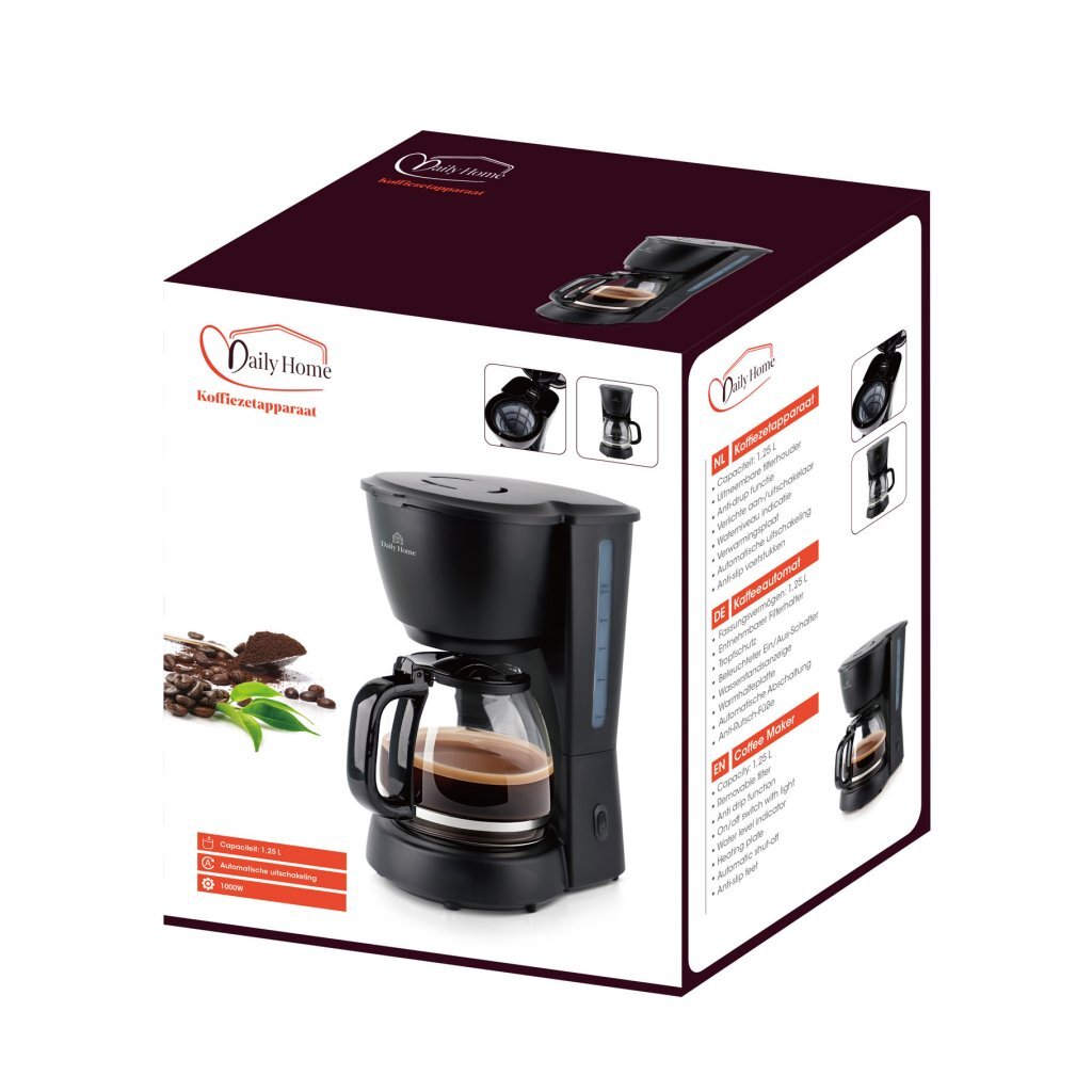 Daily Home koffiezetapparaat 1.25l zwart