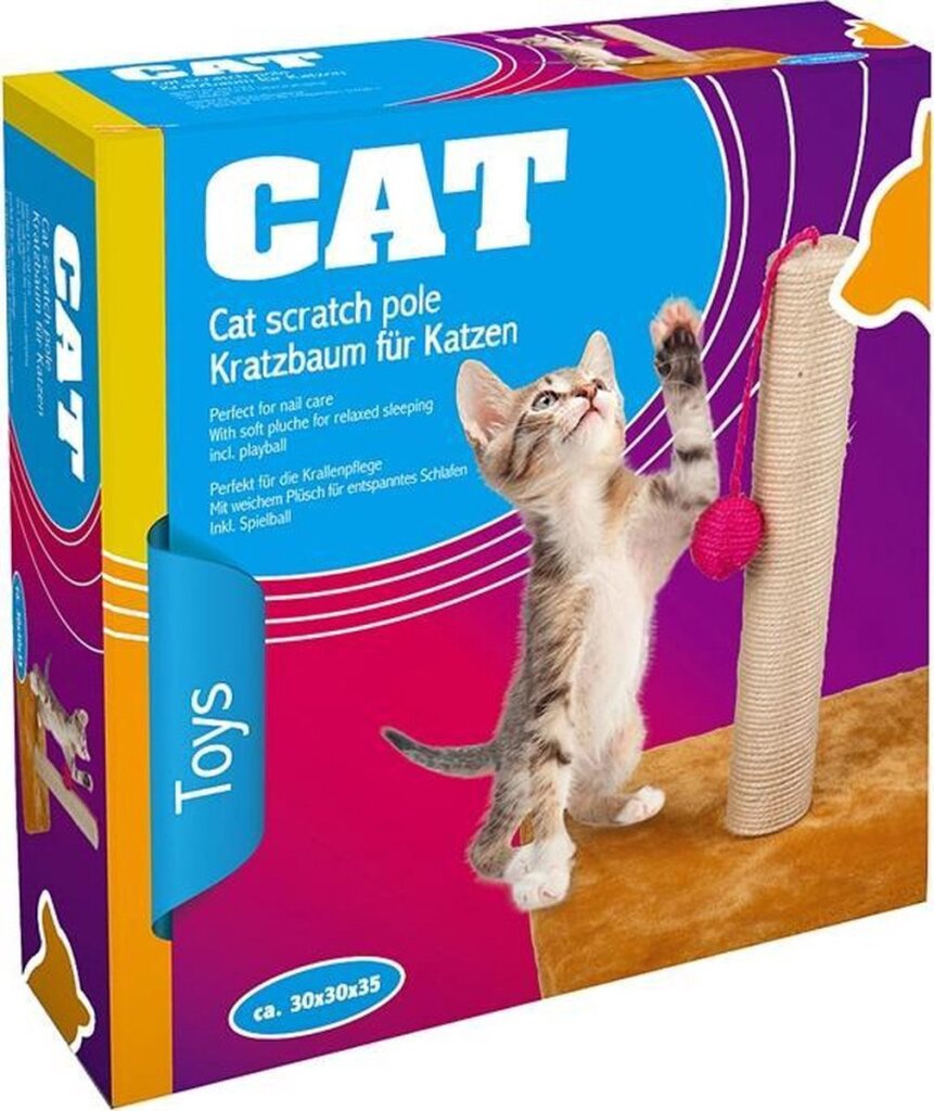 Maxxpro Pet toys krabpaal met balletje hout 30 x 35 cm