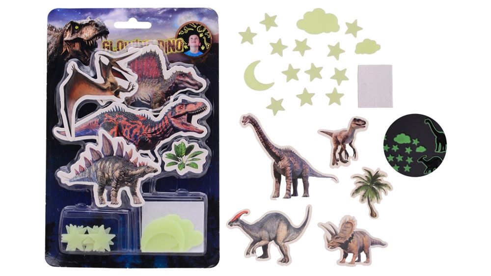 Johntoy Glow in the dark dino muur stickers 2 as