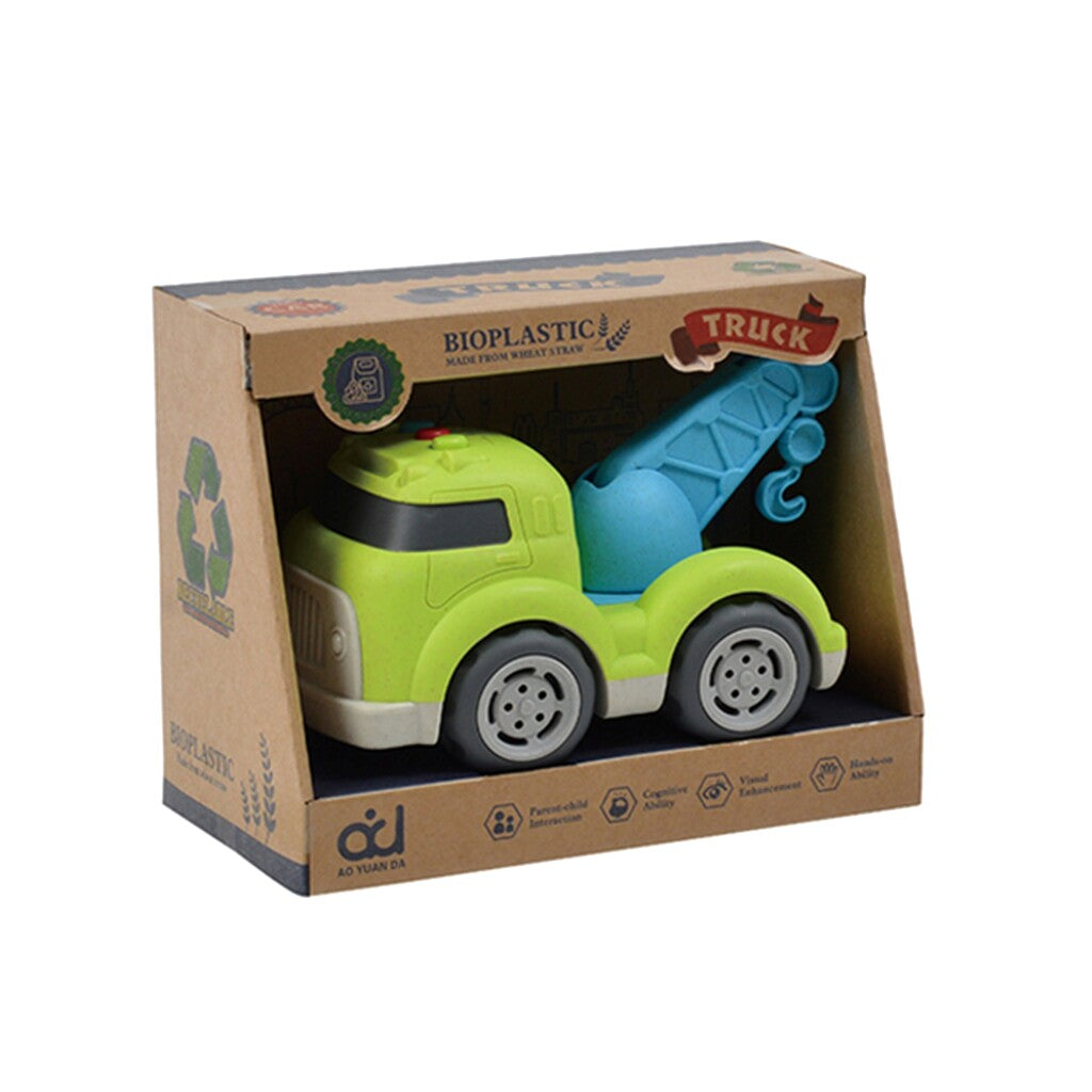 Overige Merken Bioplastic sleepwagen 18 cm blauw groen