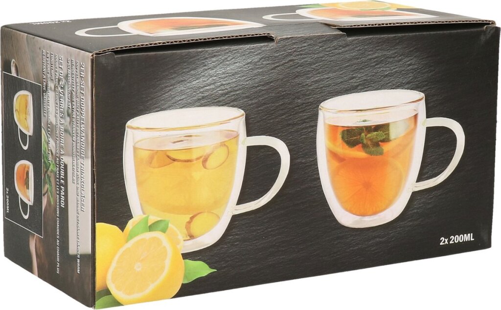 Bar Essentials Dubbelwandig set van 2 met handvat 200 ml