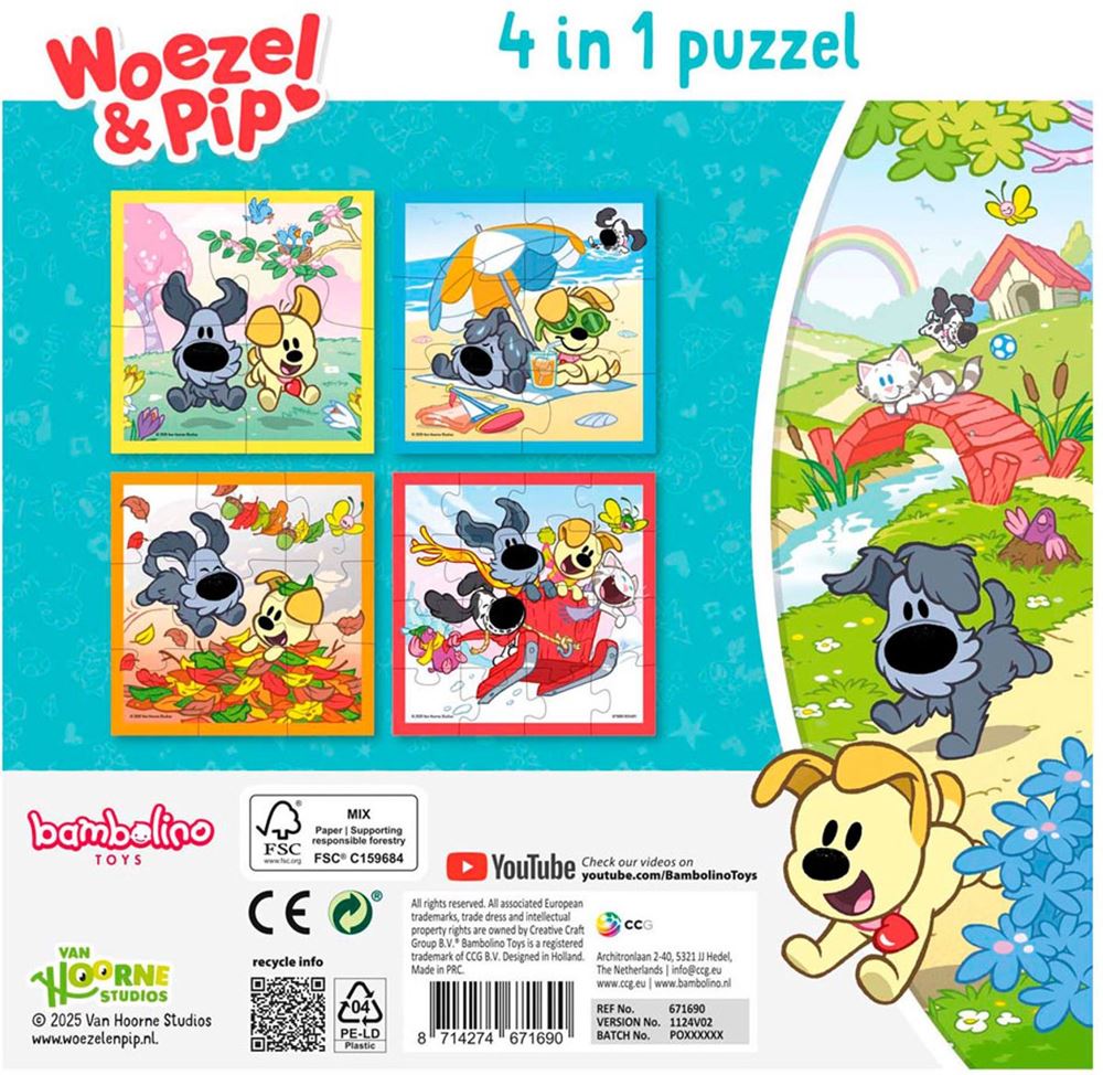 Bambolino Woezel pip puzzel 4 in 1. 3+