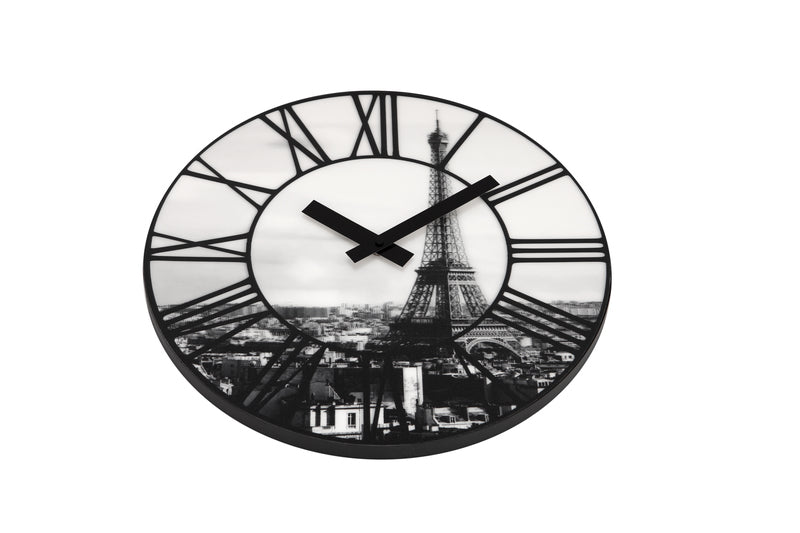 NeXtime ne-3004 wandklok dia. 39 cm, plastic, 3d, grijs, #039;la ville #039;