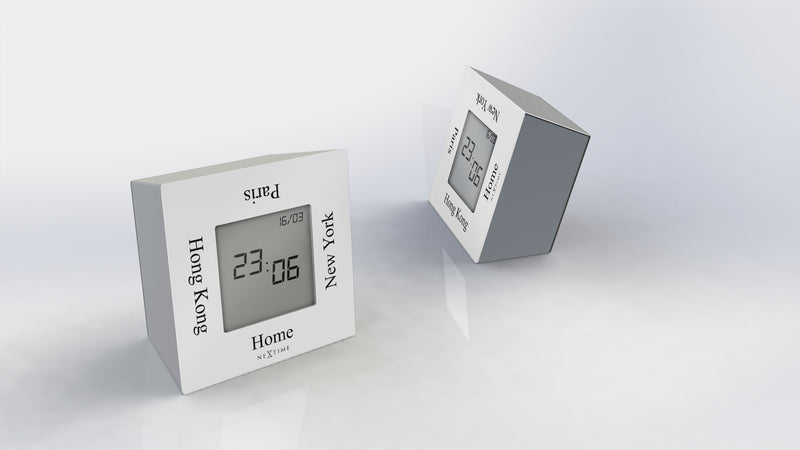 NeXtime ne-5190wi alarmklok 7,4x4x7,4cm metaal, wit, 'turn4time'
