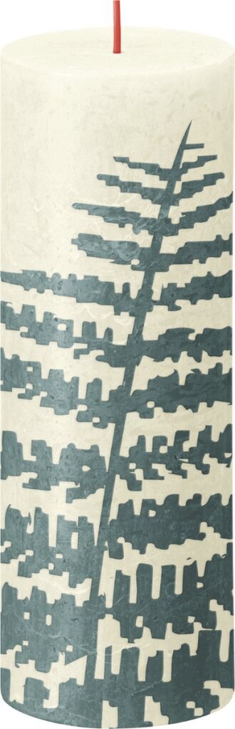 Bolsius Rustiek printed stompkaars 190 68 soft pearl fern