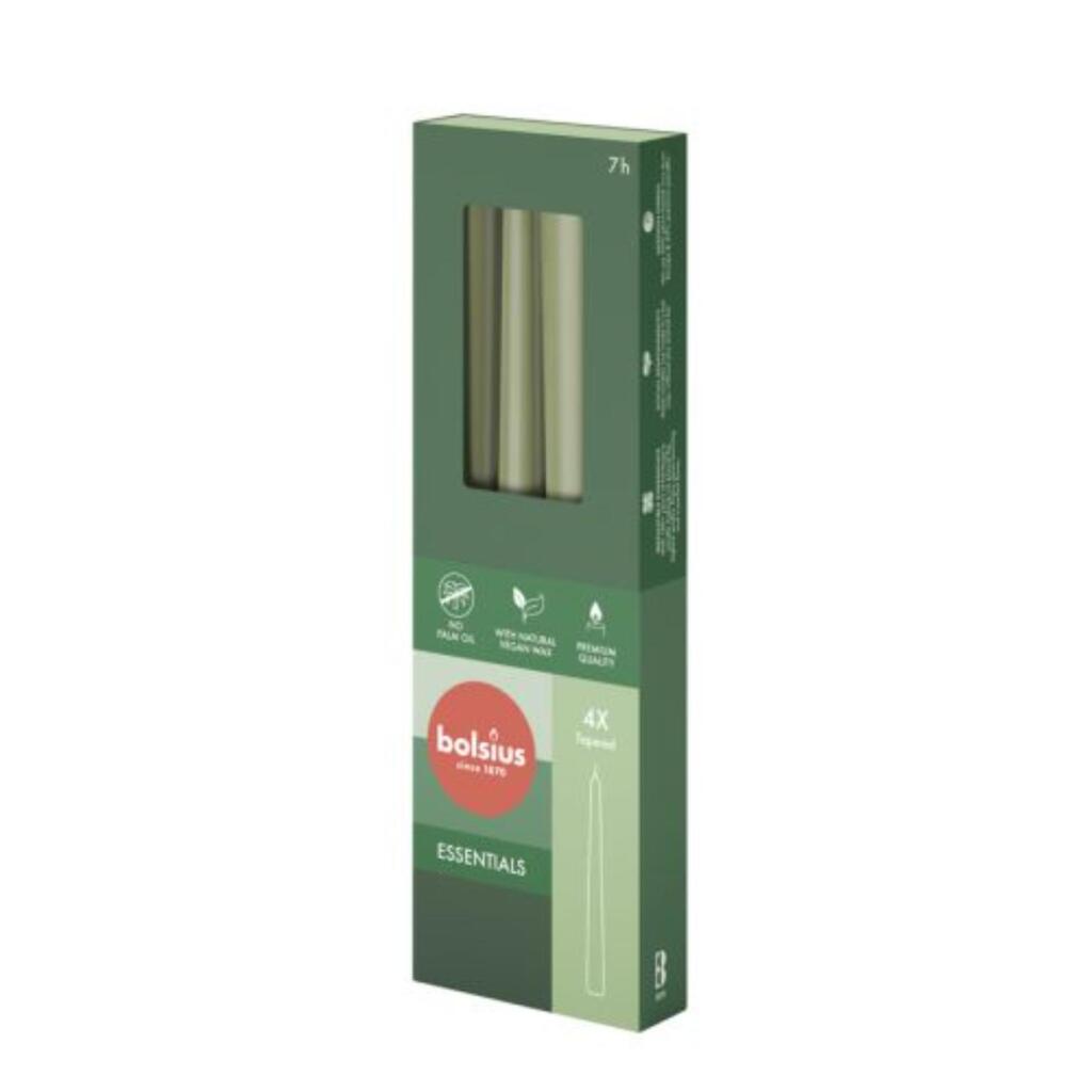 Bolsius gotische kaarsen 4 stuks fresh olive