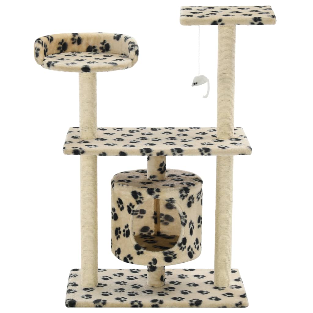 VidaXL Kattenkrabpaal met sisal krabpalen 95 cm pootafdrukken beige