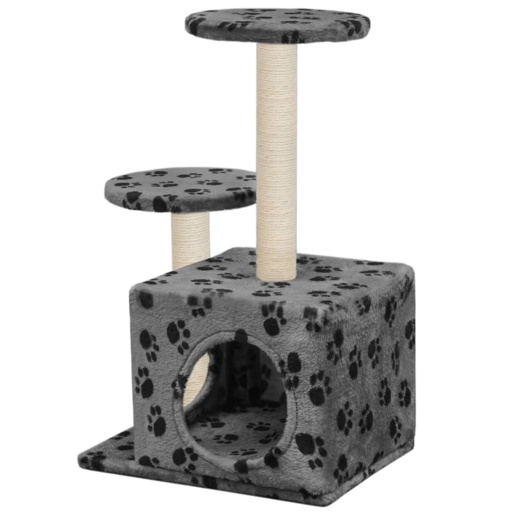 VidaXL Kattenkrabpaal met sisal krabpalen 60 cm pootafdrukken grijs