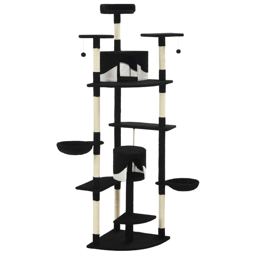 VidaXL Kattenkrabpaal met sisal krabpalen 203 cm zwart en wit