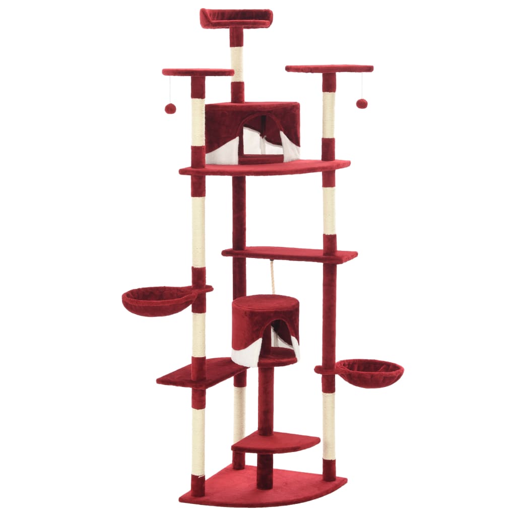 VidaXL Kattenkrabpaal met sisal krabpalen 203 cm rood en wit