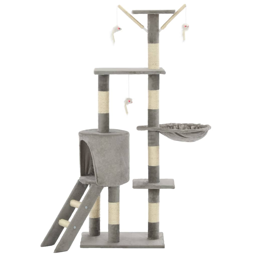 VidaXL Kattenkrabpaal met sisal krabpalen 138 cm grijs