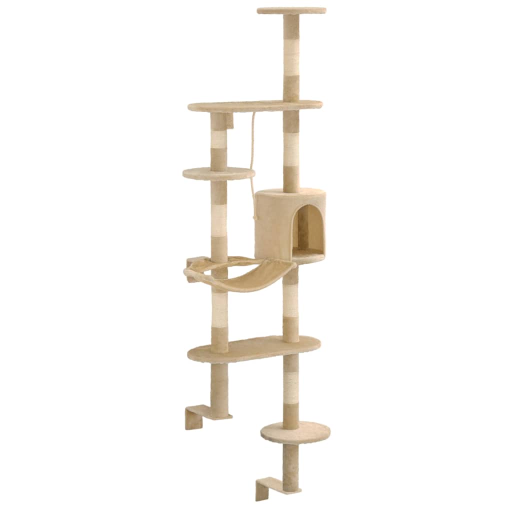 VidaXL Kattenkrabpaal met sisal krabpalen wandmontage 194 cm beige