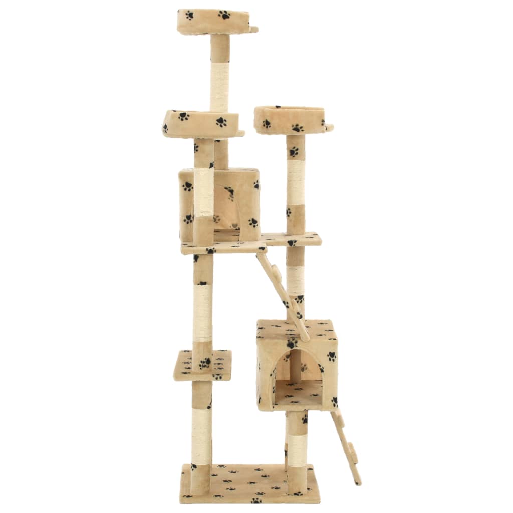 VidaXL Kattenkrabpaal met sisal krabpalen 170 cm pootafdrukken beige
