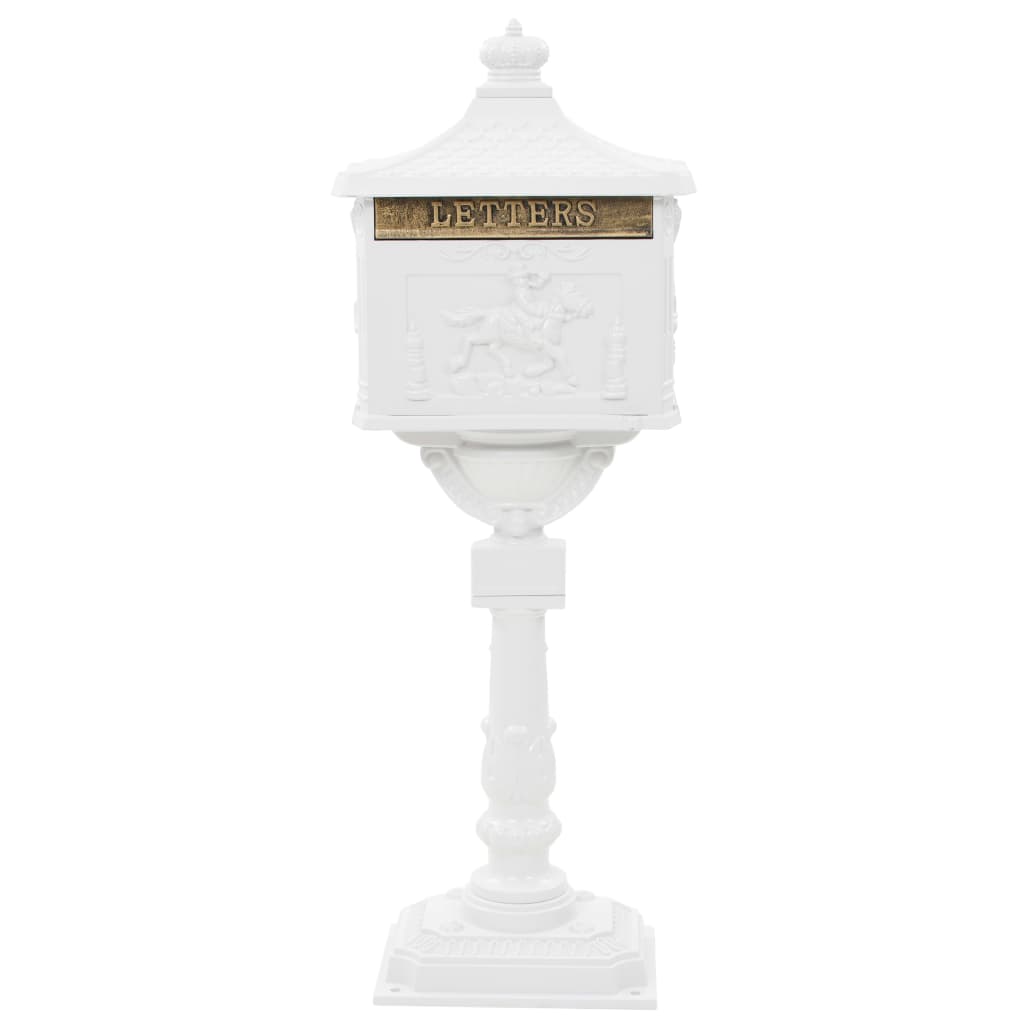 VidaXL Staande brievenbus vintage stijl roestbestendig aluminium wit