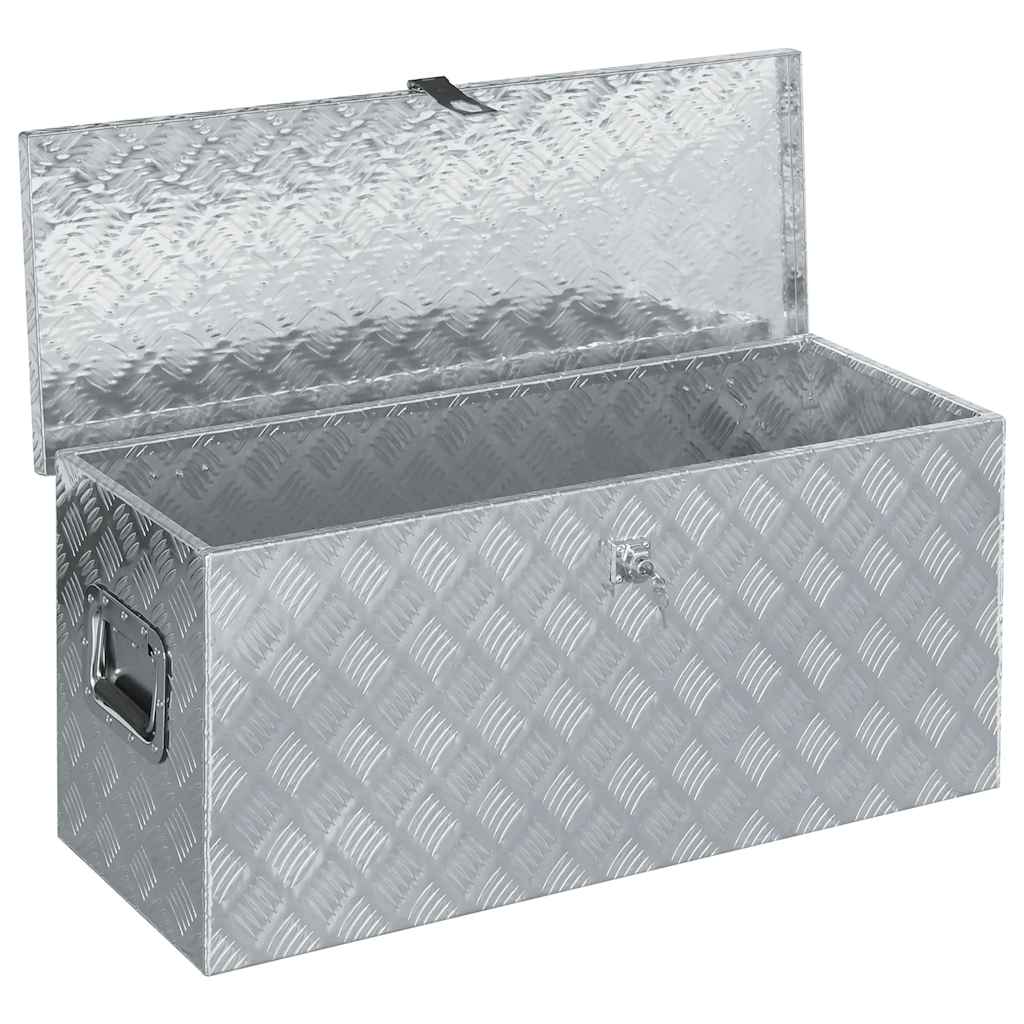 VidaXL Opbergkist 90,5x35x40 cm aluminium zilverkleurig