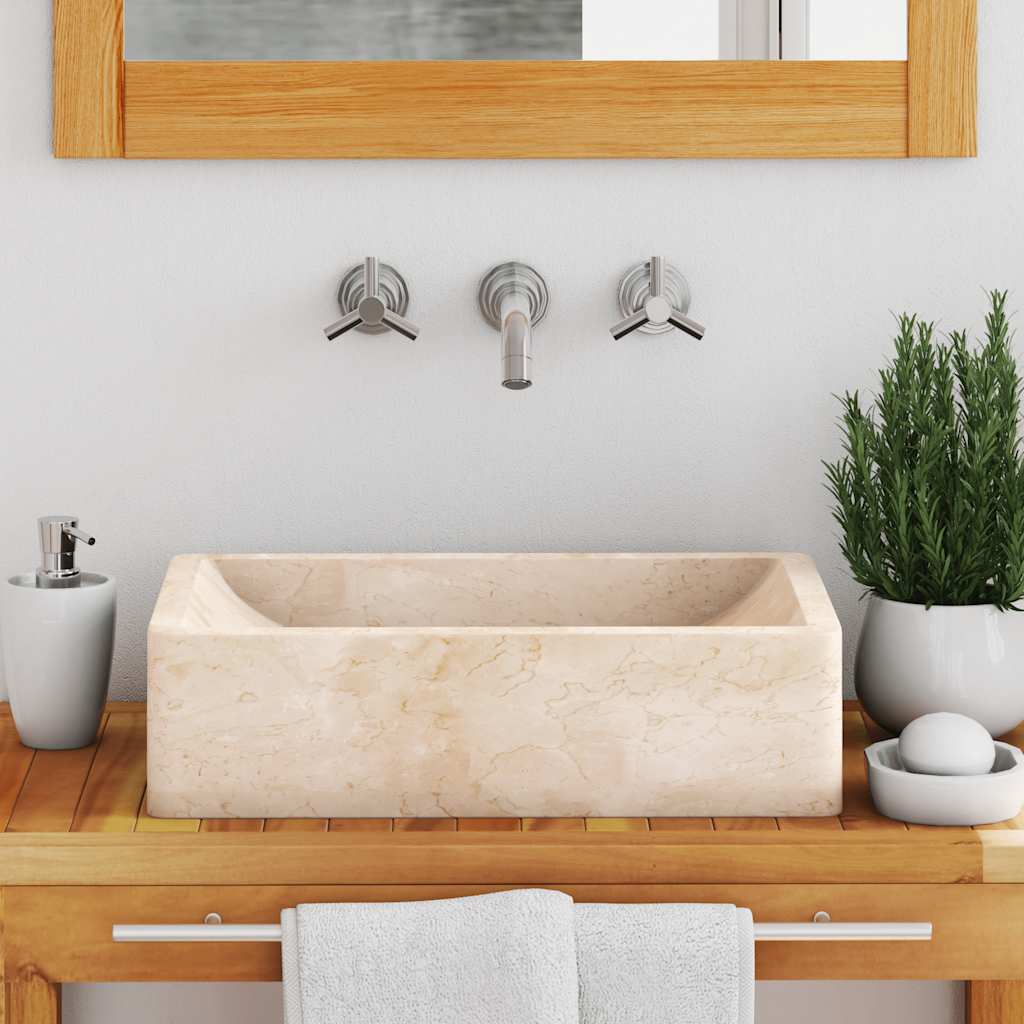 VidaXL Gootsteen 45x30x12 cm marmer hoogglans crèmekleurig