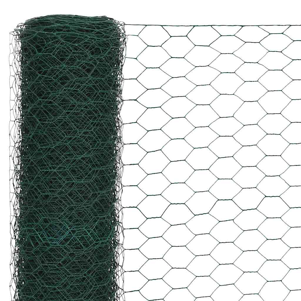 VidaXL Kippengaas 25x1,5 m staal met pvc coating groen