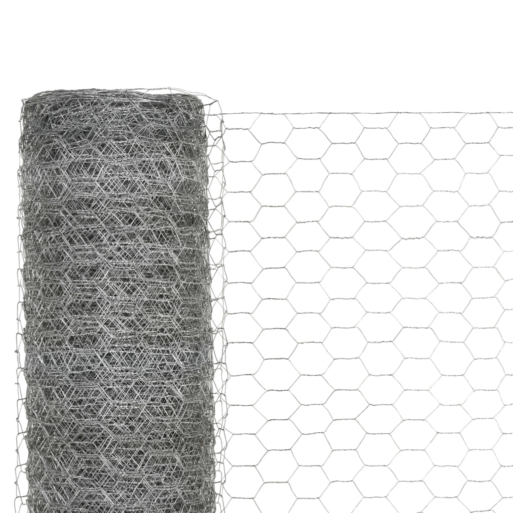 VidaXL Kippengaas 25x1,2 m gegalvaniseerd staal zilverkleurig