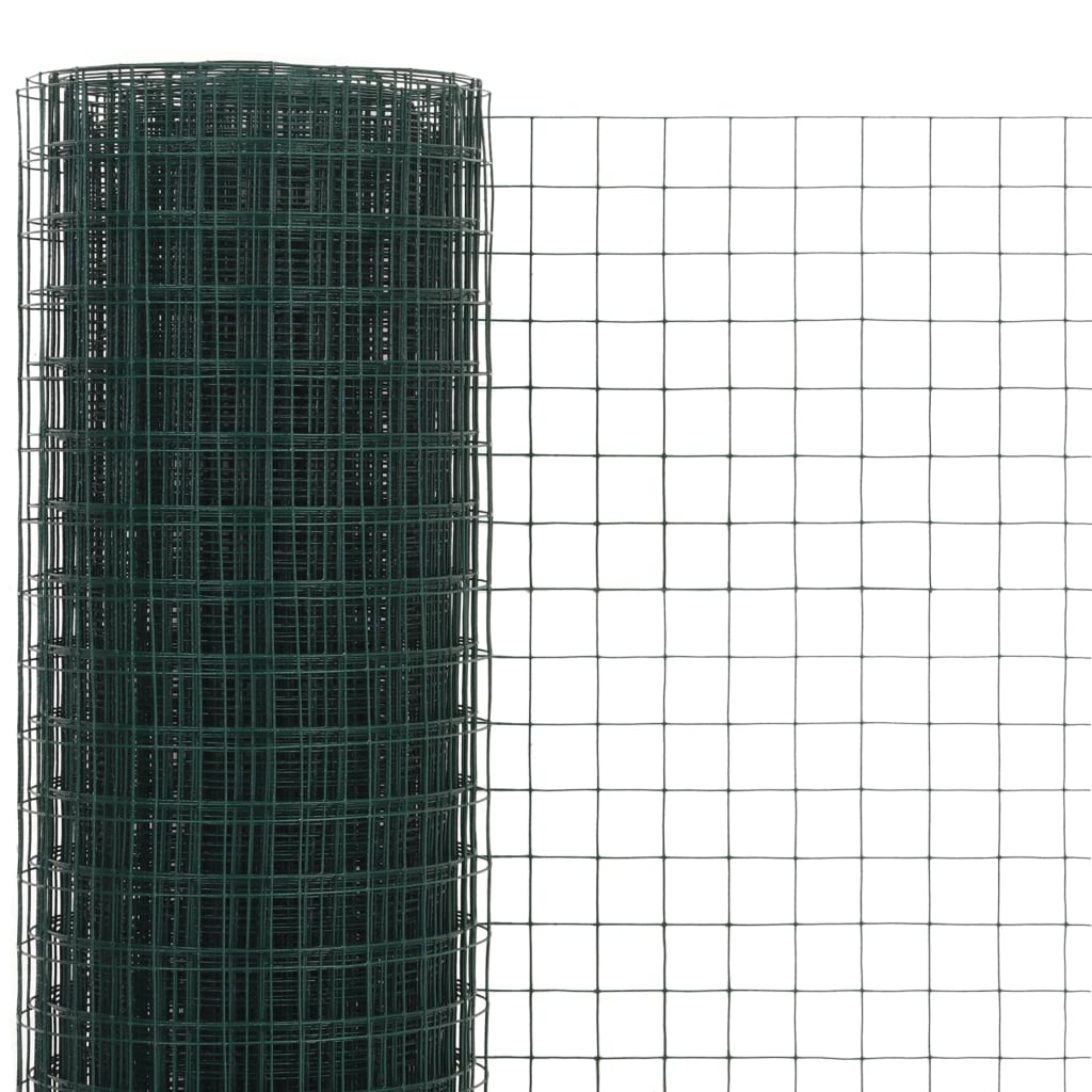 VidaXL Kippengaas 10x1,5 m staal met pvc coating groen