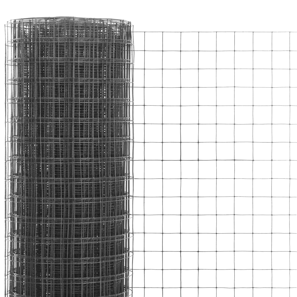 VidaXL Kippengaas 25x0,5 m staal met pvc coating grijs