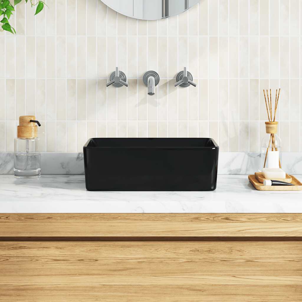 VidaXL Wastafel 40x30x13 cm keramiek zwart