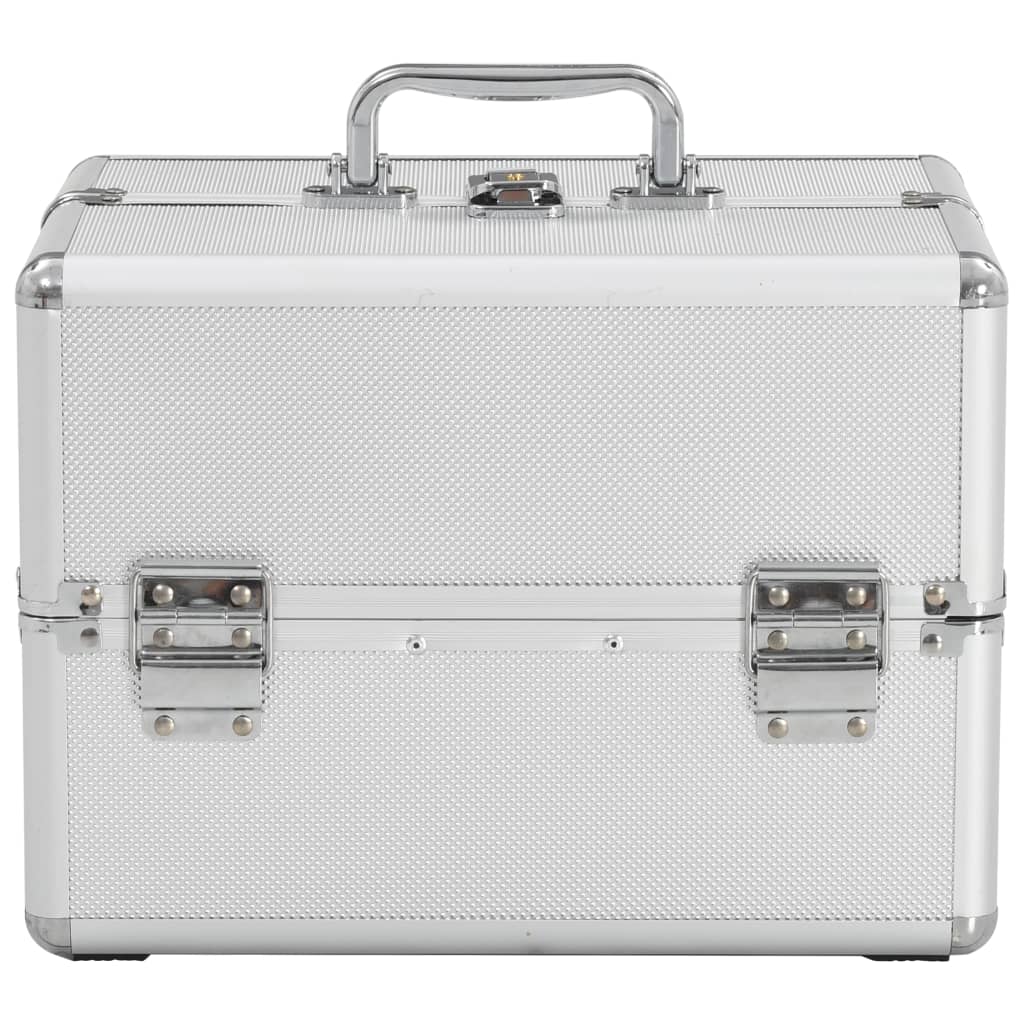 VidaXL Make-up koffer 22x30x21 cm aluminium zilverkleurig