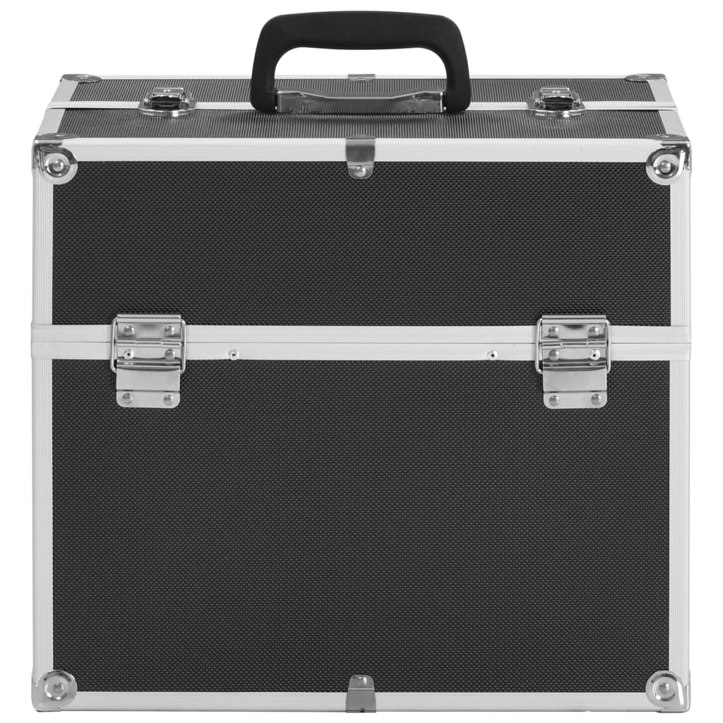 VidaXL Make-up koffer 38x23x34 cm aluminium zwart