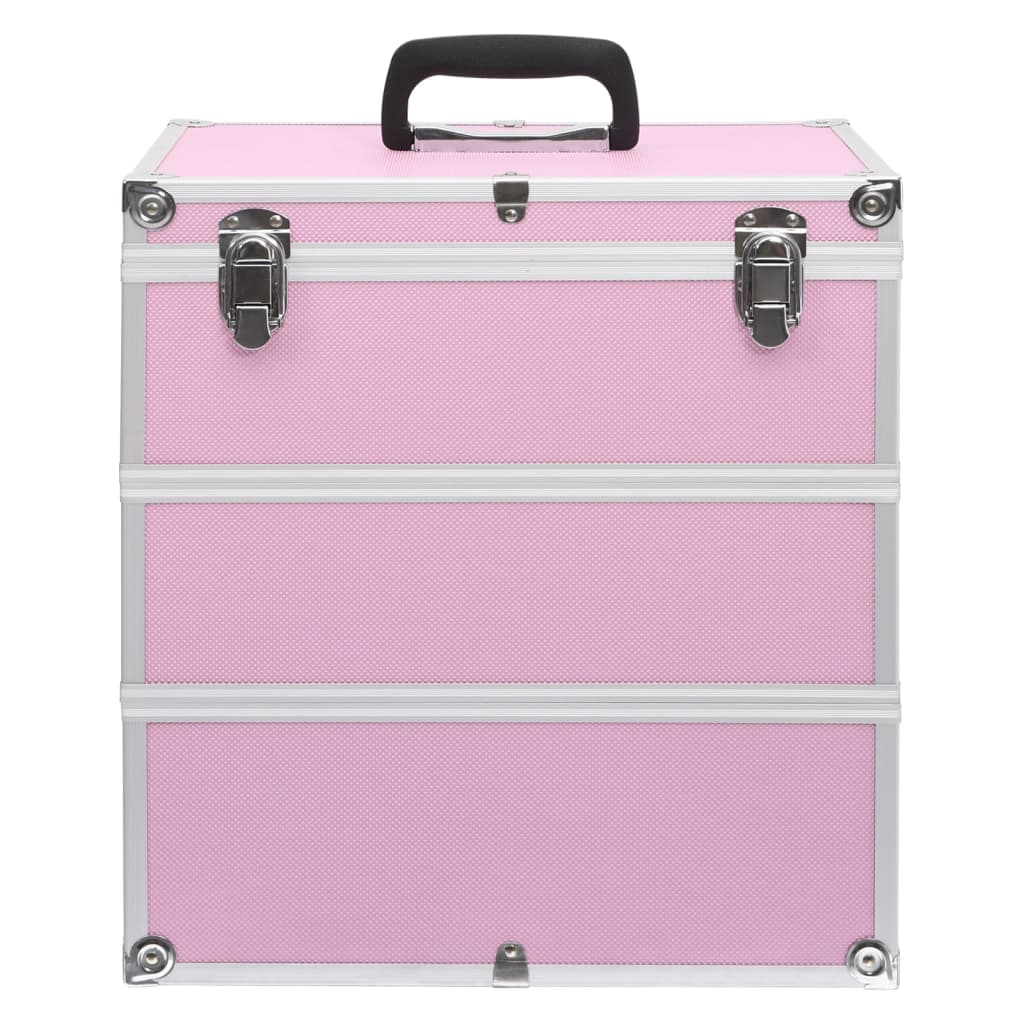 VidaXL Make-up koffer 37x24x40 cm aluminium roze