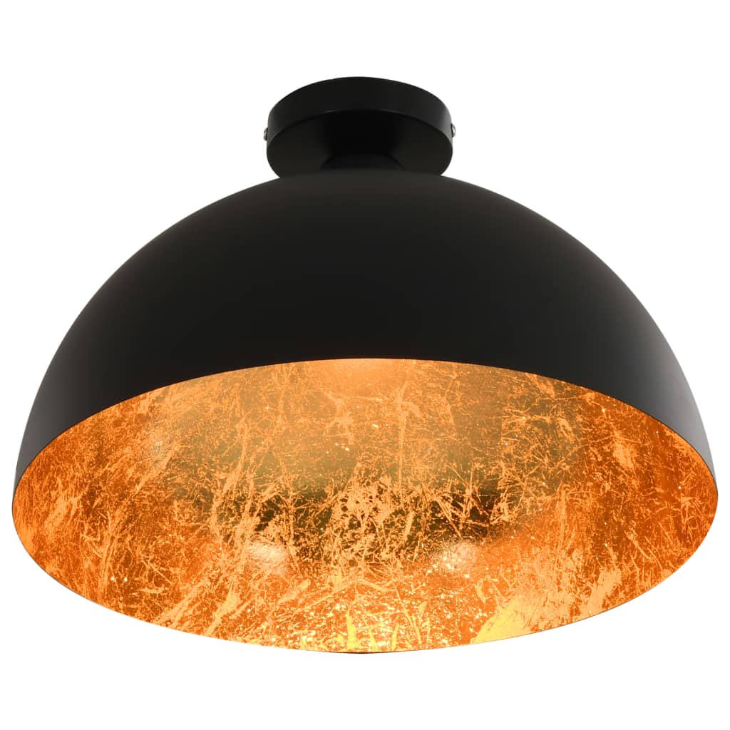 VidaXL Plafondlampen 2 st halfrond e27 zwart en goudkleurig