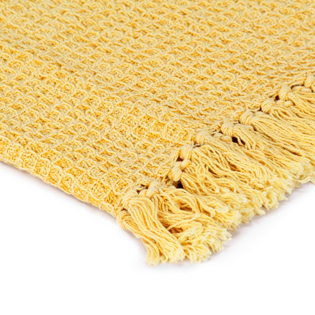VidaXL Plaid 220x250 cm katoen mosterdgeel